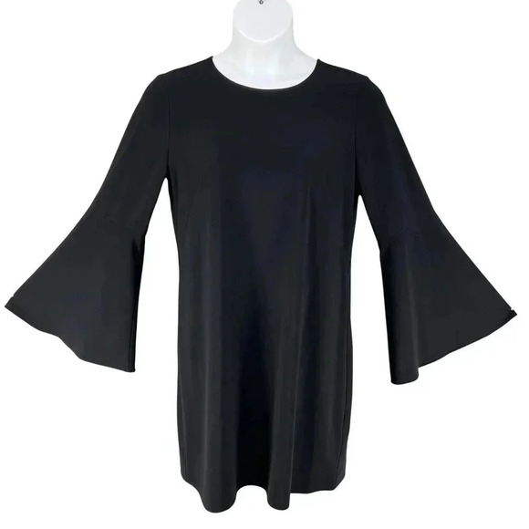Halogen Womens M Bell Sleeve Black Dress Bow Back Minimalist Fairy & Whimsigoth - Picture 1 of 15